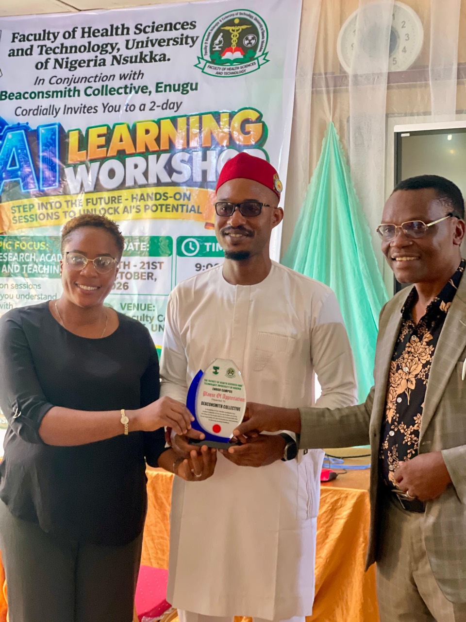 The Beaconsmith Collective receives a plaque of appreciation following the UNN Health Sciences AI workshop